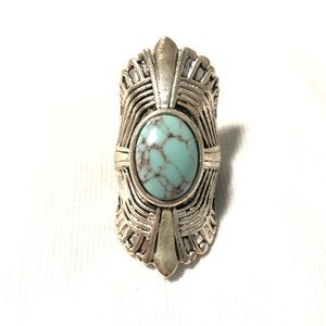 Silver Statement Ring with Turquoise Stone